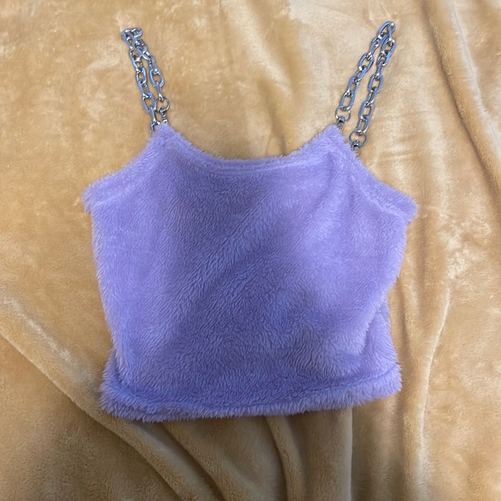 Chained Lilac Faux Fur Tank